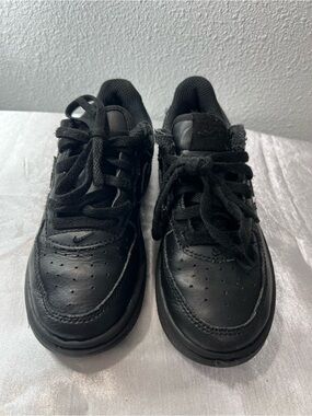 Nike Kids All-Black Leather Sneakers